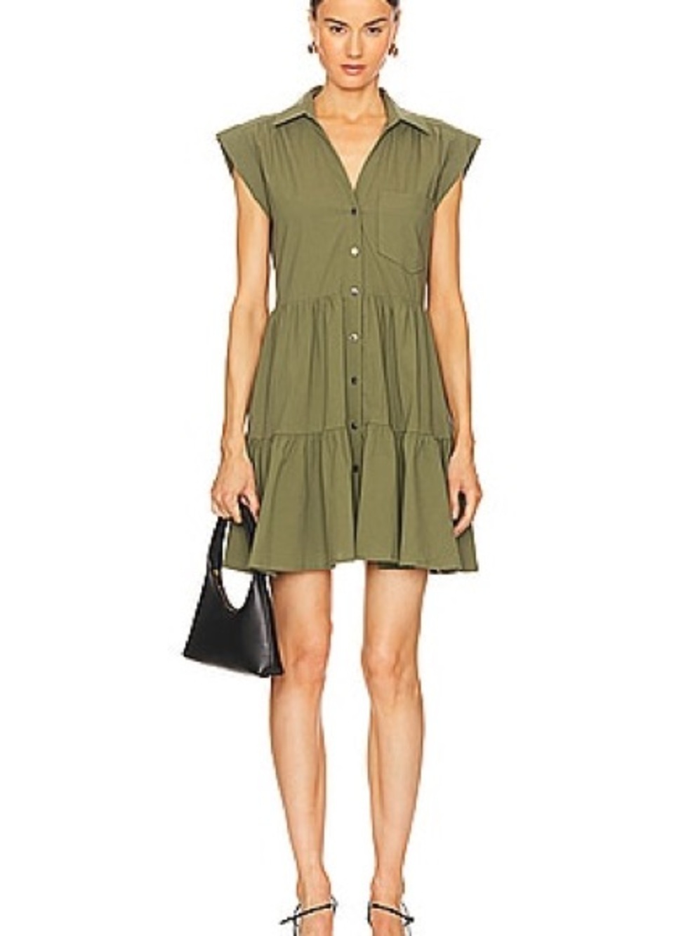Veronica Beard Trisha Mini Dress in Stone Army Green- S